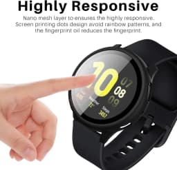 Matte Cover for Samsung Galaxy Watch Active 2 Case 44mm 40mm All Around Coverage Protective Bumpers Glass Screen Protector