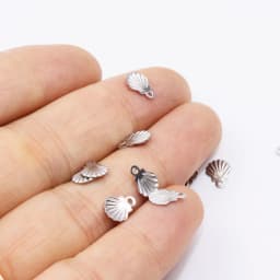 100/20pcs 6mm Wholesale StainlessSteel Mini Shell Dangling Charms DIY Anklets Earrings Bracelets Unfading Colorless 2 Colors