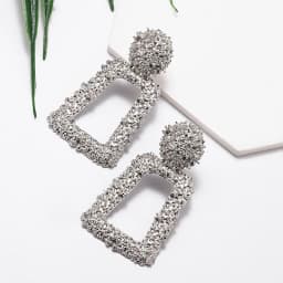New Hollow Geometric Trapezoid Drop Earrings for Women Personality Punk Carved Metal Brincos Jewelry Hyperbole Trendy Xmas Gift
