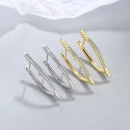New Fashion Hyperbolic V-Shaped Triangle Drop Earrings For Women Crystal Golden/White Straight Piercing Earring Stud Accessories
