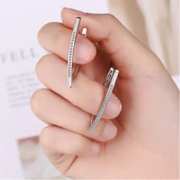 New Fashion Hyperbolic V-Shaped Triangle Drop Earrings For Women Crystal Golden/White Straight Piercing Earring Stud Accessories