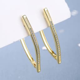New Fashion Hyperbolic V-Shaped Triangle Drop Earrings For Women Crystal Golden/White Straight Piercing Earring Stud Accessories
