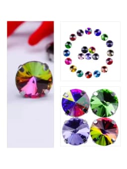All Colors Sew on Rivoli Rhinestone With Silver Claw Round Shapes for Needlework Jewelry Wedding Dress Bags Trims