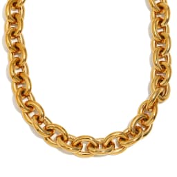 E.B.belle Exaggerated Stainless Steel Tarnish Free Chunky O Chain Gold Choker Necklace Bracelet Jewelry Set Statement Necklace