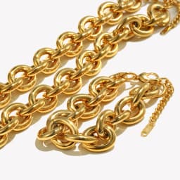 E.B.belle Exaggerated Stainless Steel Tarnish Free Chunky O Chain Gold Choker Necklace Bracelet Jewelry Set Statement Necklace