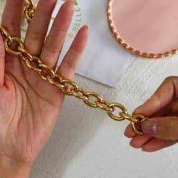 E.B.belle Exaggerated Stainless Steel Tarnish Free Chunky O Chain Gold Choker Necklace Bracelet Jewelry Set Statement Necklace