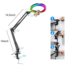Selfie Ring Light 26cm RGB Fill LED RingLight Selfie Lamp Photography Lighting Mobile Holder Tripod Stand For Video Youtube Live