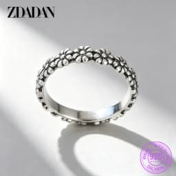 ZDADAN 925 Sterling Silver New Arrival Daisy Ring For Women Fashion Wedding Jewelry