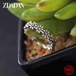ZDADAN 925 Sterling Silver New Arrival Daisy Ring For Women Fashion Wedding Jewelry