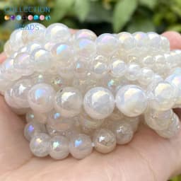 6/8/10mm Natural Stone Beads Champagne Gold Color Cracked Agates Round Spacer Beads For Jewelry Making DIY Bracelets Accessories