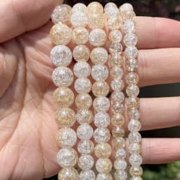 6/8/10mm Natural Stone Beads Champagne Gold Color Cracked Agates Round Spacer Beads For Jewelry Making DIY Bracelets Accessories