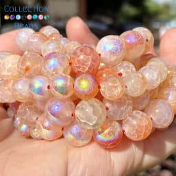 6/8/10mm Natural Stone Beads Champagne Gold Color Cracked Agates Round Spacer Beads For Jewelry Making DIY Bracelets Accessories