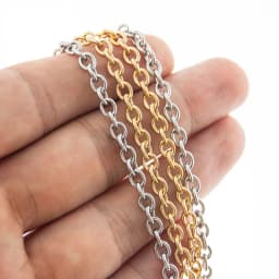 Wholesale 1 Meter Width 2mm-5mm Stainless Steel O Rolo Cable Link Bulk Chain Necklace For DIY Jewelry Bracelet Necklace