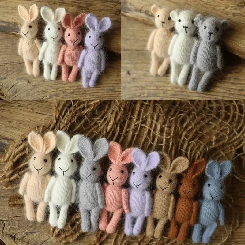 Newborn Photography Props Handmade Dolls Knitted Rabbit Bear Baby Photography Studio Accessoires