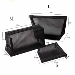 1PCS Women Travel Zipper Make Up Makeup Bag Organizer Storage Pouch Black Mesh Cosmetic Bag Toiletry Clear Wash Bags Case