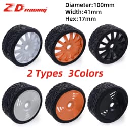 ZD Racing 100mm Rubber Tyres Wheels 17mm Hex for Redcat HSP HPI Kyosho Hobao Team Losi Carson 1/8 Buggy On-road RC Car
