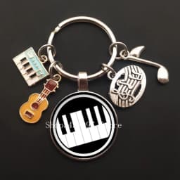 Music teacher keychain glass keychain pianist gift music piano handmade guitar jewelry becomes your favorite souvenir