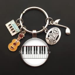 Music teacher keychain glass keychain pianist gift music piano handmade guitar jewelry becomes your favorite souvenir