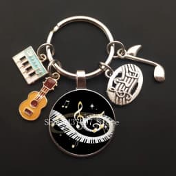 Music teacher keychain glass keychain pianist gift music piano handmade guitar jewelry becomes your favorite souvenir