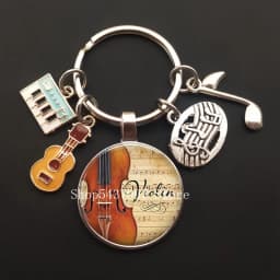 Music teacher keychain glass keychain pianist gift music piano handmade guitar jewelry becomes your favorite souvenir