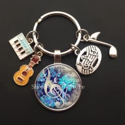 Music teacher keychain glass keychain pianist gift music piano handmade guitar jewelry becomes your favorite souvenir