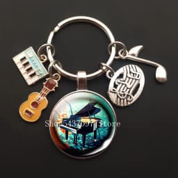 Music teacher keychain glass keychain pianist gift music piano handmade guitar jewelry becomes your favorite souvenir