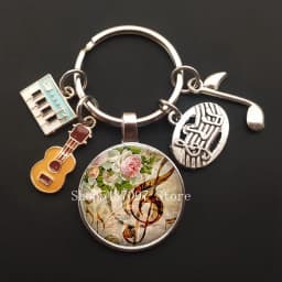Music teacher keychain glass keychain pianist gift music piano handmade guitar jewelry becomes your favorite souvenir