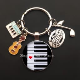 Music teacher keychain glass keychain pianist gift music piano handmade guitar jewelry becomes your favorite souvenir