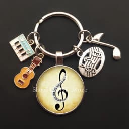 Music teacher keychain glass keychain pianist gift music piano handmade guitar jewelry becomes your favorite souvenir