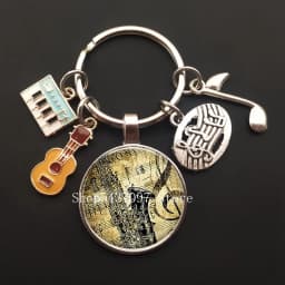 Music teacher keychain glass keychain pianist gift music piano handmade guitar jewelry becomes your favorite souvenir