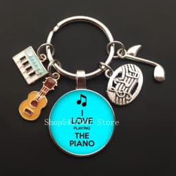 Music teacher keychain glass keychain pianist gift music piano handmade guitar jewelry becomes your favorite souvenir