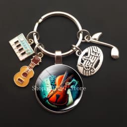 Music teacher keychain glass keychain pianist gift music piano handmade guitar jewelry becomes your favorite souvenir