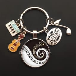 Music teacher keychain glass keychain pianist gift music piano handmade guitar jewelry becomes your favorite souvenir