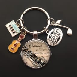 Music teacher keychain glass keychain pianist gift music piano handmade guitar jewelry becomes your favorite souvenir