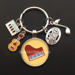 Music teacher keychain glass keychain pianist gift music piano handmade guitar jewelry becomes your favorite souvenir