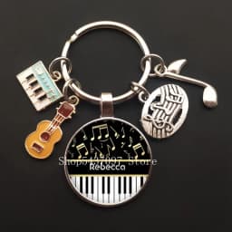Music teacher keychain glass keychain pianist gift music piano handmade guitar jewelry becomes your favorite souvenir