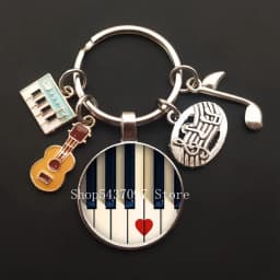Music teacher keychain glass keychain pianist gift music piano handmade guitar jewelry becomes your favorite souvenir