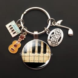 Music teacher keychain glass keychain pianist gift music piano handmade guitar jewelry becomes your favorite souvenir