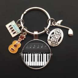 Music teacher keychain glass keychain pianist gift music piano handmade guitar jewelry becomes your favorite souvenir