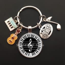Music teacher keychain glass keychain pianist gift music piano handmade guitar jewelry becomes your favorite souvenir