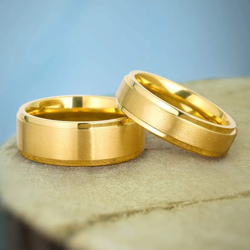 Somen 6mm 8mm Gold Color Pure Titanium Rings For Women Men Brushed Wedding Band Matte Comfort Fit Ring For Couple Size 6-13