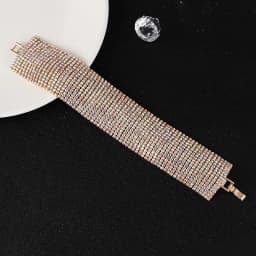 TREAZY Luxury 15 row Rhinestone Full Crystal Bracelet for Women Cuff Bangle Wedding Bridal Gold Silver Color Statement Bracelets