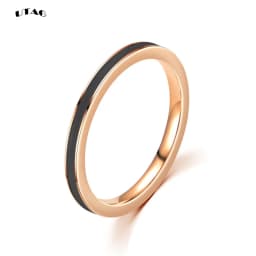 UTAG Fashion Black/White Ceramic Crystal Wedding Rings Jewelry For Women Girls Rose Gold Stainless Steel Bohemia Rin