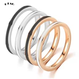 UTAG Fashion Black/White Ceramic Crystal Wedding Rings Jewelry For Women Girls Rose Gold Stainless Steel Bohemia Rin