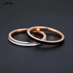 UTAG Fashion Black/White Ceramic Crystal Wedding Rings Jewelry For Women Girls Rose Gold Stainless Steel Bohemia Rin