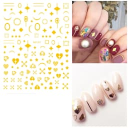 Shiny Gold Star Moon Sun Nail Stickers for Manicure Accessories Heart Feather Animals Printing Self Adhesive Nail Wrap