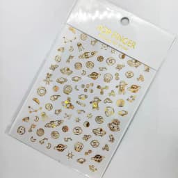 Shiny Gold Star Moon Sun Nail Stickers for Manicure Accessories Heart Feather Animals Printing Self Adhesive Nail Wrap