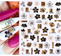 Shiny Gold Star Moon Sun Nail Stickers for Manicure Accessories Heart Feather Animals Printing Self Adhesive Nail Wrap