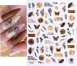 Shiny Gold Star Moon Sun Nail Stickers for Manicure Accessories Heart Feather Animals Printing Self Adhesive Nail Wrap