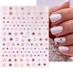 Shiny Gold Star Moon Sun Nail Stickers for Manicure Accessories Heart Feather Animals Printing Self Adhesive Nail Wrap